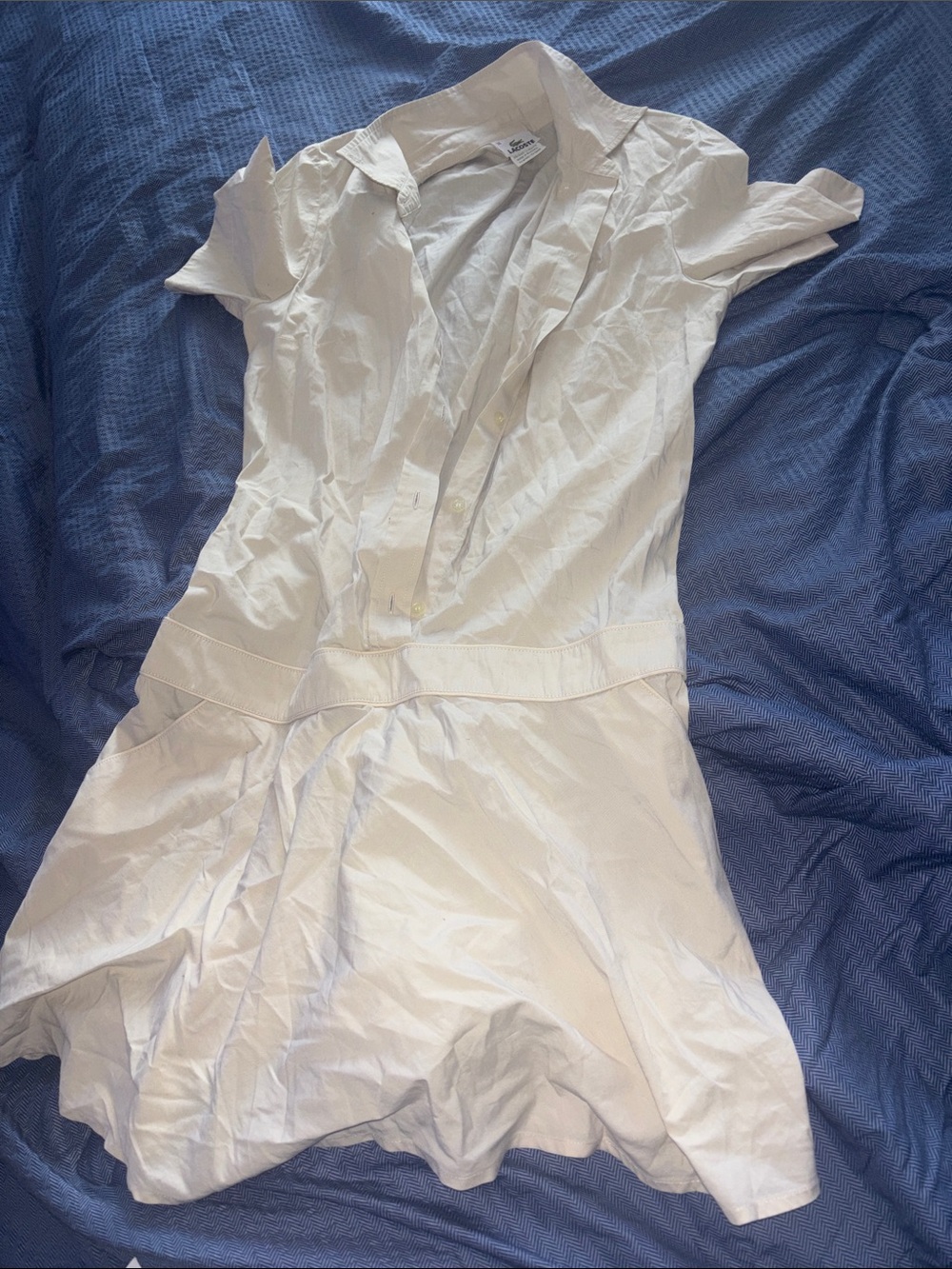 Lacoste White Short-Sleeve Shirt Mini Dress